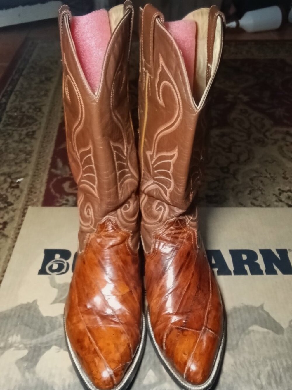 Vintage Exotic Eel Skin Cowboy Boots, Unbranded, Size 10 1/2